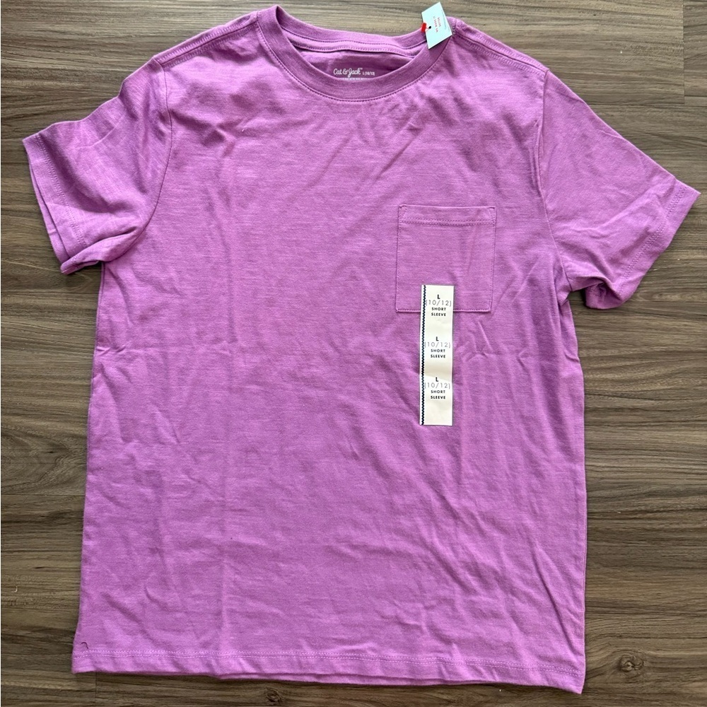 Cat & Jack Purple Pocket Short Sleeve Tee size L 10/12-NWT